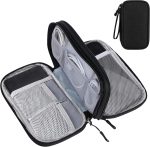 Travel Cable Organiser Bag, Portable Electronics Travel Organizer Tech Pouch, Universal Cord and Travel Gadgets Cable Pouch for Cables Power Bank Earphone USB Drive Hard Disk (Double-Layer Black) - Image 2