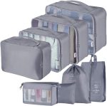 Travel Packing Cubes, Toifucos Multifunction 8pcs/set Luggage Organiser Compression Suitcase Essential Bag, Dark Gray - Image 2