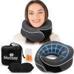 Travel Pillow for Adults | Memory Foam 360 Degree Neck Support with Removable Pillow Case | Includes Travel Bag, Eye Mask and Ear Plugs | Dark Grey | UK Brand - Image 2