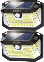 WELALO Solar Security Lights, 188 LED Solar Motion Sensor Lights, IP65 Waterproof Solar Lights Outdoor Garden, 3 Modes PIR Solar Powered Wall Lights for Outside Garden Fence Door Yard (2 Pack) - Image 2