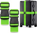 WISYOK Luggage Straps Extended, 2 Pack Suitcase Straps Personalised, Adjustable Case Strap for Suitcases, Luggage Belt with Quick Release Buckle, Suitcase Identifier for Travel, Flight (Green) - Image 2