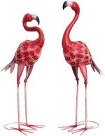 XONOR Metal Flamingo Garden Statues Red Flamingo Yard Art Outdoor Sculptures for Home Patio Lawn Backyard Décor, Set of 2 - Image 2