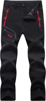 YAOHUOLE Men's Hiking Trousers Waterproof Winter Fleece Lined Softshell Outdoor Work Pants with Zip Pockets - Image 2