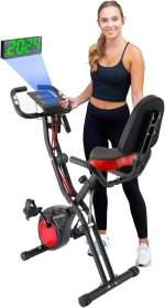 YYFITT 2-in-1 Foldable Exercise Bike w/Luminous Display, Fully Adjustable Indoor Stationary Bike w/ 16 Level Resistance, Hand Workout Bands, Wider Seat, Bigger Backpad and Phone Holder [2025 Version] - Image 2