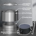 Smokeless Fire Pit with Removable Ash Pan, Fire Pits for Garden Wood Burning, Portable Camping Firepit, for Backyard Patio, Stainless Steel, Waterproof Bag & Poker Included, 50 x 38cm, Silver - Image 4