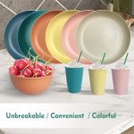 Camping Plates, Unbreakable Dinner Sets for 6, 18 Pcs Plastic Picnic Set for Party, Home & Picnic, Lightweight Microwave & Dishwasher Safe Camping Cutlery for Kids and Elderly (Color) - Image 4