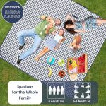 Picnic Blanket Waterproof, 200x200cm Large Beach Blanket Camping Blanket, Sandproof Machine Washable With Carrying Handle for Outdoor Camping Beach Family Picnic, Blue Plaid - Image 3