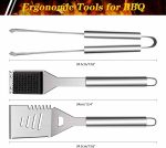 3 PCS BBQ Grill Tool Set, ZWMYF Stainless Steel Barbecue Grilling Utensils Kit with Carry Bag, ncluded spatula, tongs, cleaning brush and Carry Bagcase. - Image 3