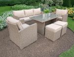 UK Leisure World NEW RATTAN WICKER CONSERVATORY OUTDOOR GARDEN FURNITURE DINING SET CORNER SOFA TABLE (Grey) (Beige) - Image 3