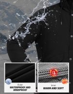 Voqeen Mens Waterproof Jackets Winter Padded Coat Outdoor Warm Ski Jacket with Hood Windproof Softshell with Multi Pockets Mountain Hiking - Image 4