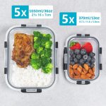 Igluu Meal Prep Glass Containers with Lids (10 Pack) – Airtight & BPA-Free – Oven, Microwave, Freezer & Dishwasher Safe – 370ml & 1050ml – Durable Borosilicate Glass - Image 3