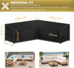 BEEWAY Garden Sofa Cover L Shape Waterproof, Outdoor Patio Rattan Corner Sectional Sofa V Shaped Furniture Cover - 420D Oxford Fabric, Windproof - 255/255x87x80/66cm - Image 3