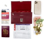 Woodland Leathers Passport Holder, Faux Leather Passport Holder Travel Wallet, Travel Document Wallet Organiser with RFID Credit Card Slot and Key Lock (Burgundy) - Image 3