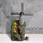 GEEZY Garden Water Feature – Windmill Fountain with LED Lights – Mains Powered, Self-Contained, Indoor & Outdoor – Easy Setup, Relaxing & Cascading – Great for Garden, Home, Patio & Balcony Decor - Image 3