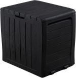 simpa 120L Black Wood Panel Effect Plastic Garden Storage Box All Weather Resistant - Image 3