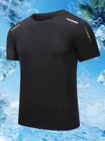 Quick Dry Ice Silk Athletic T-Shirts for Men, Athletic Short Sleeve Moisture Wicking Tee for Running,Training （1 Piece） - Image 3