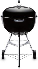 Weber Bar-B-Kettle Charcoal Barbecue/Porcelain-Enamelled Lid & Bowl, 57 cm Cooking Surface, Ash Collection Tray, Tripod Stand and Wheels, Black/Silver - Image 3