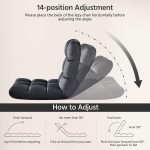 Yaheetech Floor Chair with Back Support, Comfy Floor Sofa for Adult, Floding Lounge Chair with 14 Adjustable Positions for Lounge, Gaming Reading and Meditation, Gray - Image 4