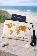Family Passport Holder, Travel Gifts for Women and Men, Adventure Awaits Friends or Couples, Holiday Organiser for Essentials, Holds up to 6 Passports, Money or Cards, 15 x 24cm with Wristlet - Image 3