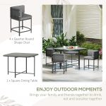 Outsunny 4 Seater Rattan Cube Garden Furniture Set with Cushions, Square Garden Dining Set with Stone Composite Board Top Table, Wicker Outdoor Table and Chairs, Charcoal Grey - Image 4