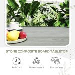Outsunny 4 Seater Rattan Cube Garden Furniture Set with Cushions, Square Garden Dining Set with Stone Composite Board Top Table, Wicker Outdoor Table and Chairs, Charcoal Grey - Image 5