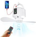 Camping Fan with LED Lantern,5200mAh USB Rechargeable Camping Fan for Tents, 5-20-hour Working time, Remote Control, Detachable Fan Blades, Timer, for Picnics, Travel, Emergency (X15-White) - Image 2