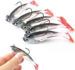 Fishing Lure Set, 5Pcs 8cm Soft Bait Head Sea Fish Lures Fishing Tackle Sharp Treble Hook T Tail Artificial Bait - Image 2