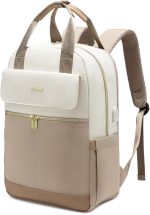 LOVEVOOK Backpack Womens, 15.6 Inch Fashion Laptop Rucksack Bag for Ladies, Lightweight Computer Backpack Work Bag with USB Port, Casual Daypacks Back Pack for School Uni Travel, Beige Khaki - Image 2