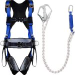 NewDoar Professional Fall Protection Climbing Harness, ANSI/OSHA Compliant 5-Point Adjustable Half Body Harness for Roofing Tree Climbing Breathable Lightweight with Alloy Double Hook Safety Lanyard - Image 2