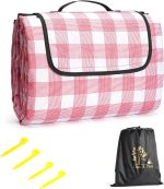 Oak & Tea Waterproof Picnic Blanket Extra Large 200x200cm - Sandproof & Foldable Beach Mat with Stakes, Portable Camping Rug for Outdoor, Park, Travel - Durable 3-Layer Oxford Fabric - Image 2