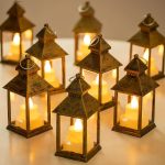 Romadedi Gold Lantern Wedding Decor - 10Pcs Hanging Small Decorative LED Lantern Candle Holders for Christmas Table Decoration Moroccan Ramadan Outdoor Halloween Party - Image 2