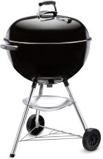 Weber Bar-B-Kettle Charcoal Barbecue/Porcelain-Enamelled Lid & Bowl, 57 cm Cooking Surface, Ash Collection Tray, Tripod Stand and Wheels, Black/Silver - Image 2