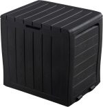 simpa 120L Black Wood Panel Effect Plastic Garden Storage Box All Weather Resistant - Image 2
